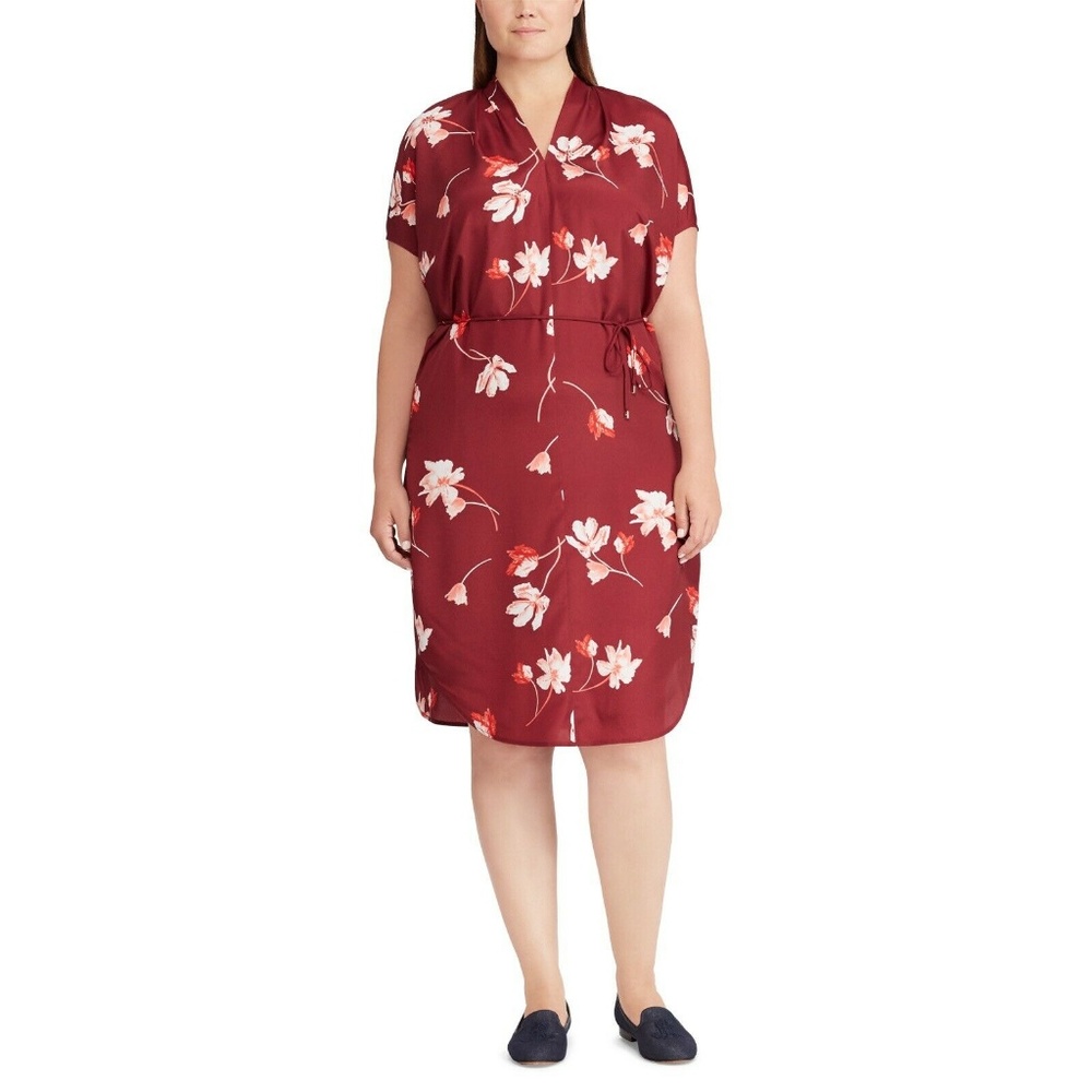 LAUREN WOMAN Ralph Lauren V-Neck Crepe Shirt Dress - Picture 3 of 6